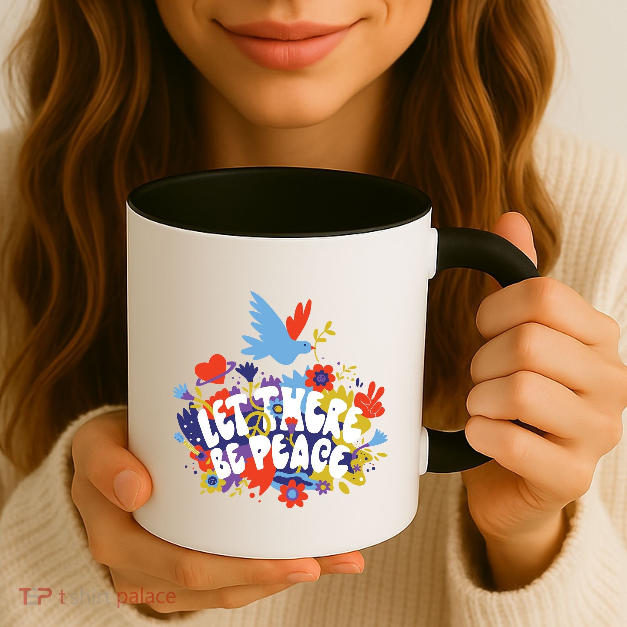 Let There Be Peace Floral Coffee Mug