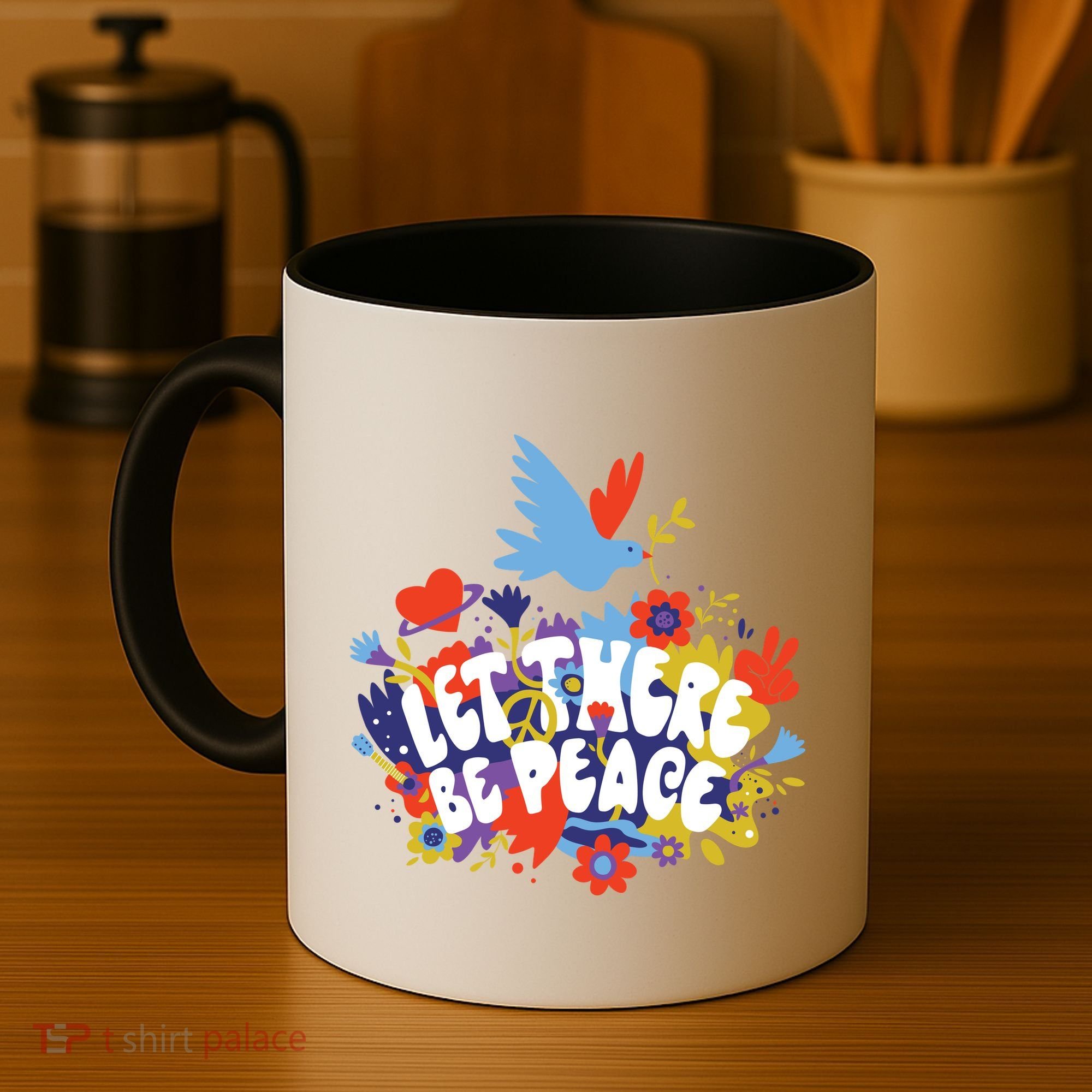 Let There Be Peace Floral Coffee Mug