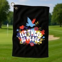 Let There Be Peace Floral Golf Towel thumb 1