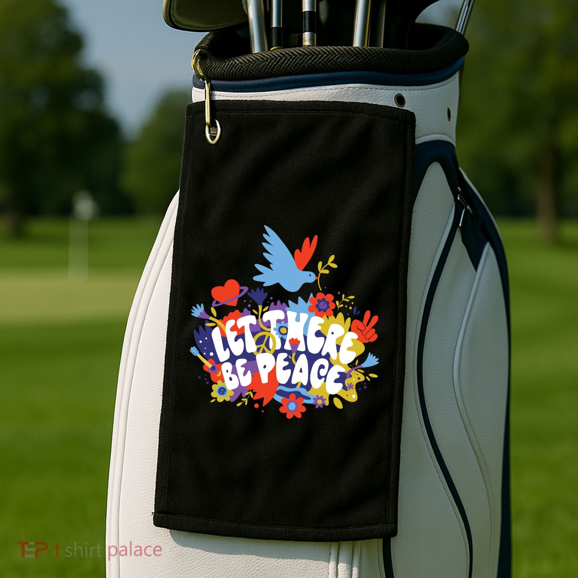 Let There Be Peace Floral Golf Towel