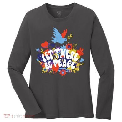Let There Be Peace Floral Women's Long Sleeve Shirt