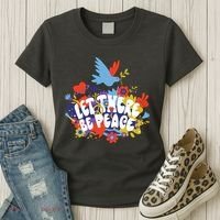 Let There Be Peace Floral Women's T-Shirt thumb 3