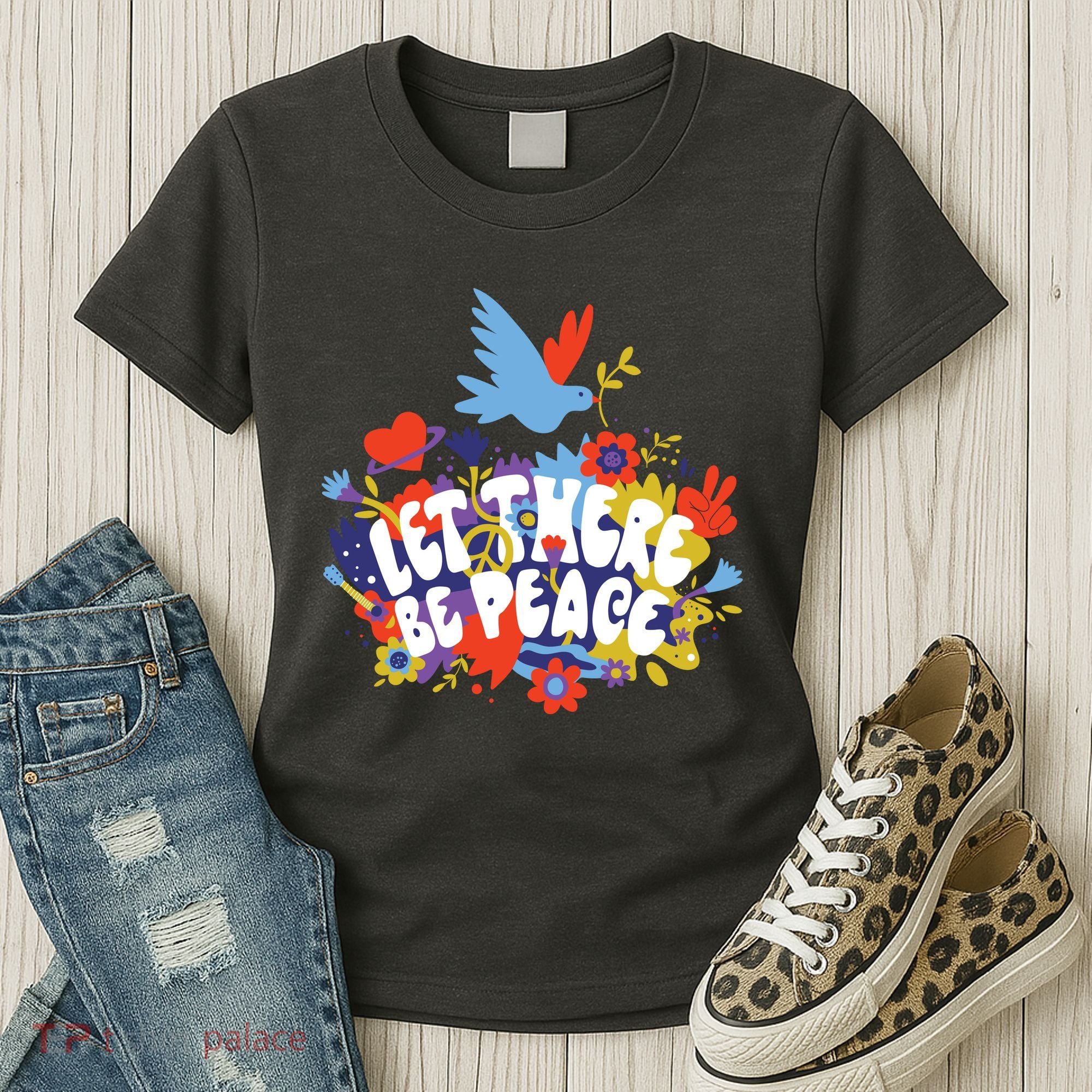 Let There Be Peace Floral Women's T-Shirt
