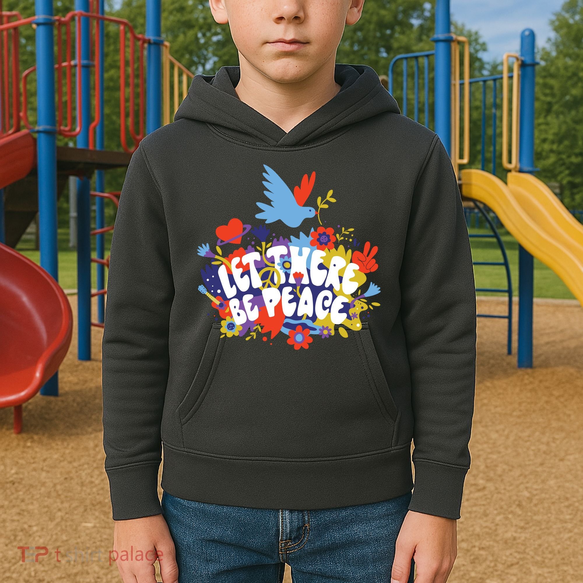Let There Be Peace Floral Kids Hoodie