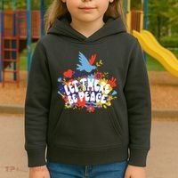 Let There Be Peace Floral Kids Hoodie thumb 3