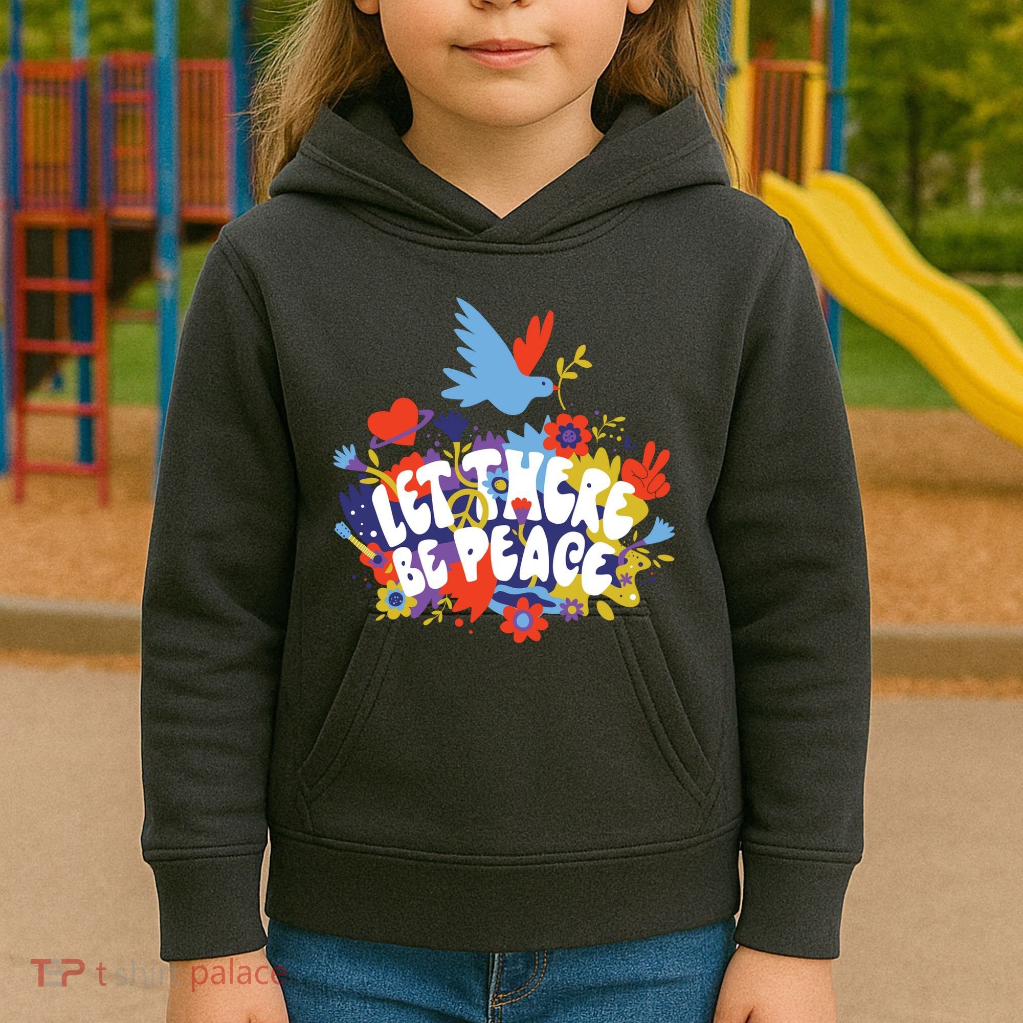 Let There Be Peace Floral Kids Hoodie