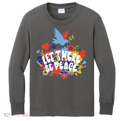 Let There Be Peace Floral Kids Long Sleeve Shirt