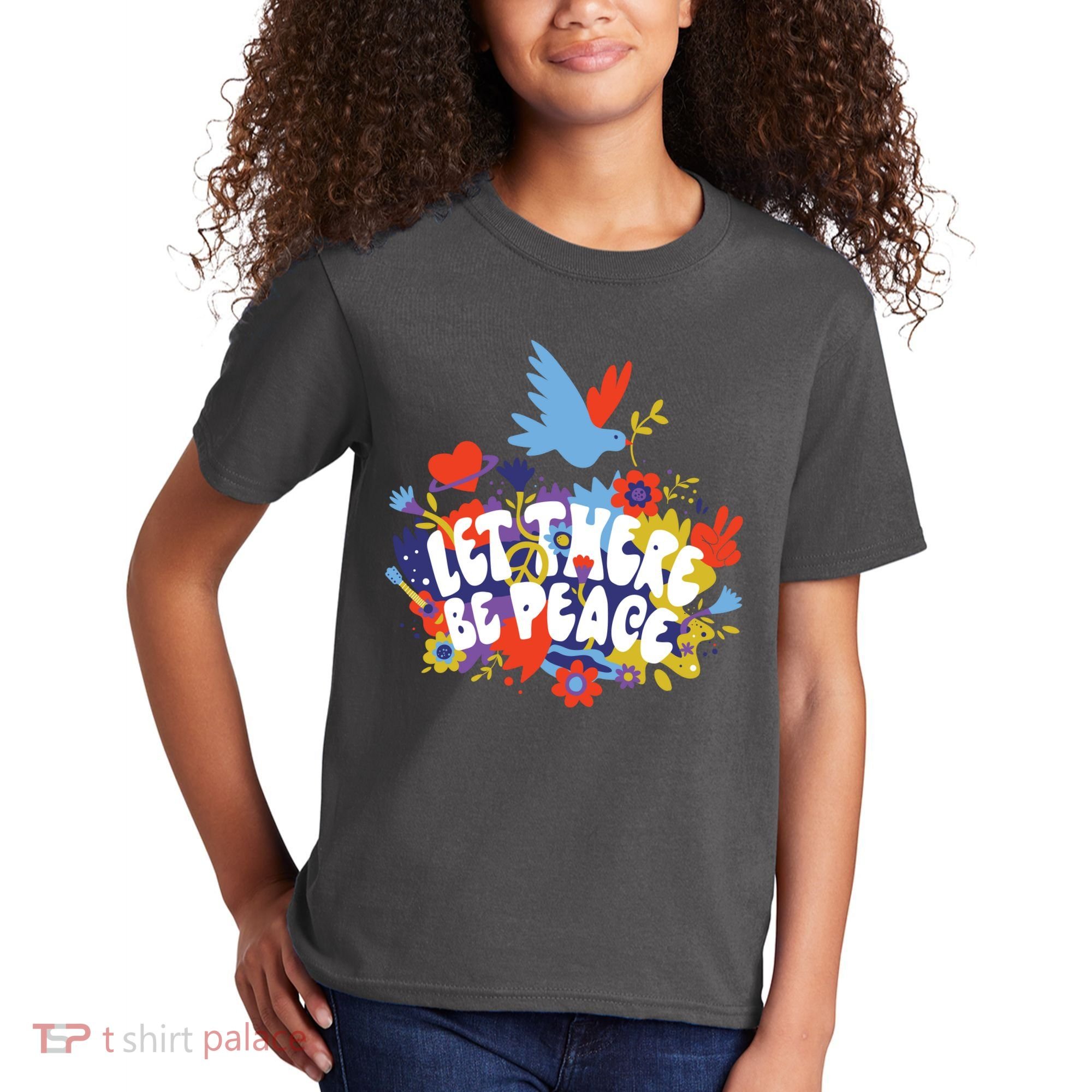 Let There Be Peace Floral Kids T-Shirt