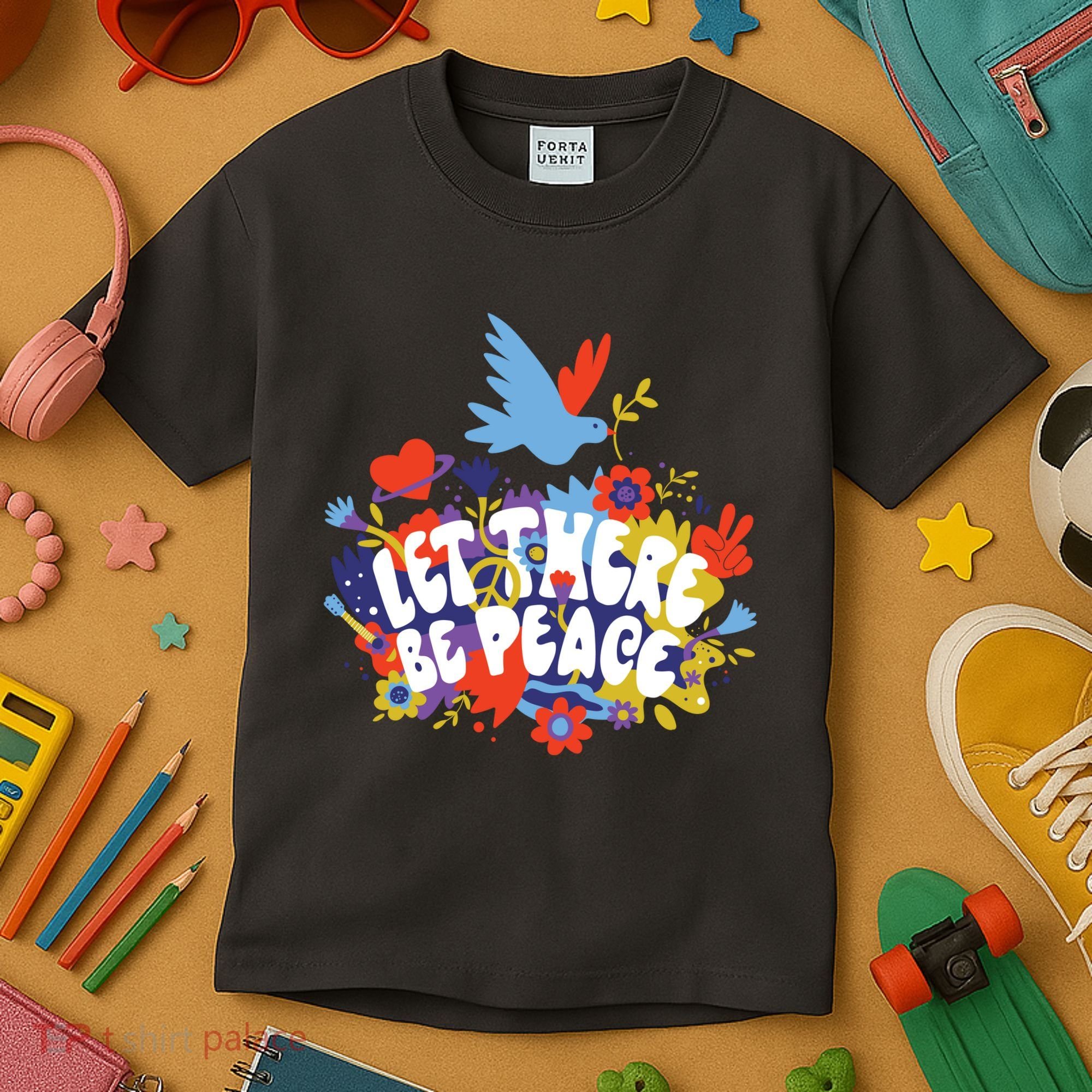 Let There Be Peace Floral Kids T-Shirt
