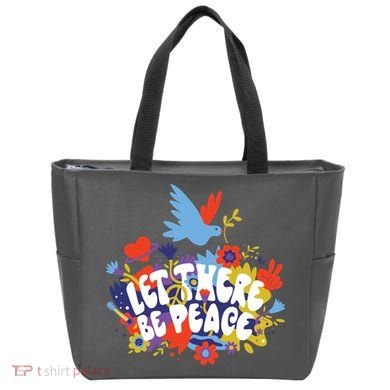 Let There Be Peace Floral Tote Bag