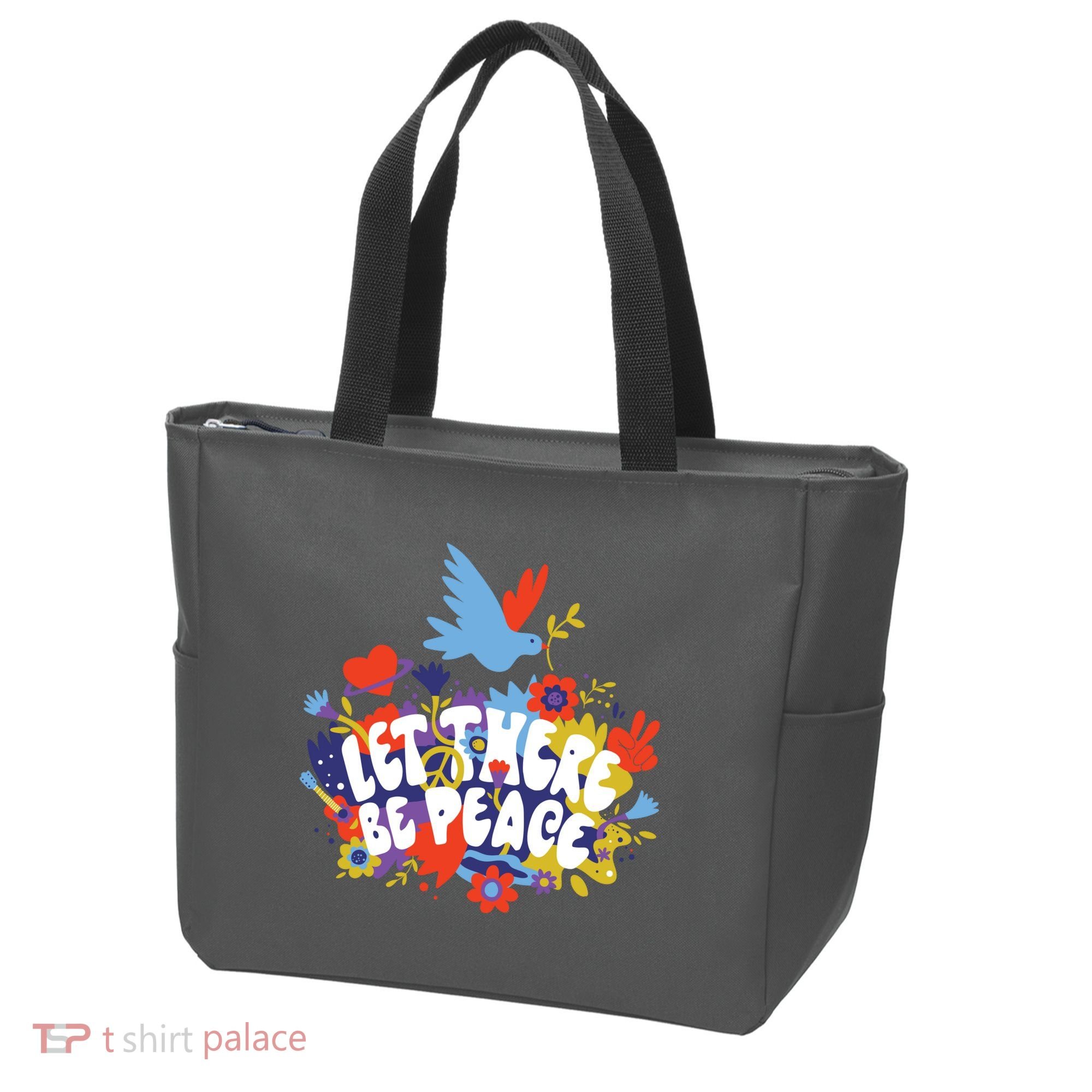 Let There Be Peace Floral Tote Bag