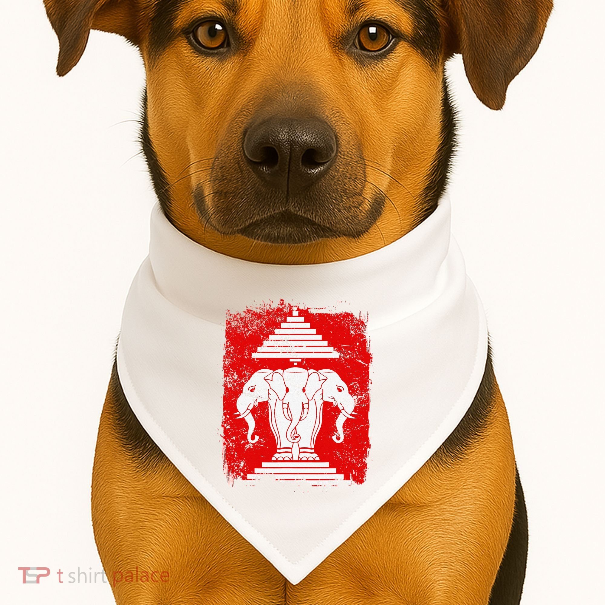 Laos Erawan Three Headed Elephant Kingdom of Laos USA-Made Doggie Bandana