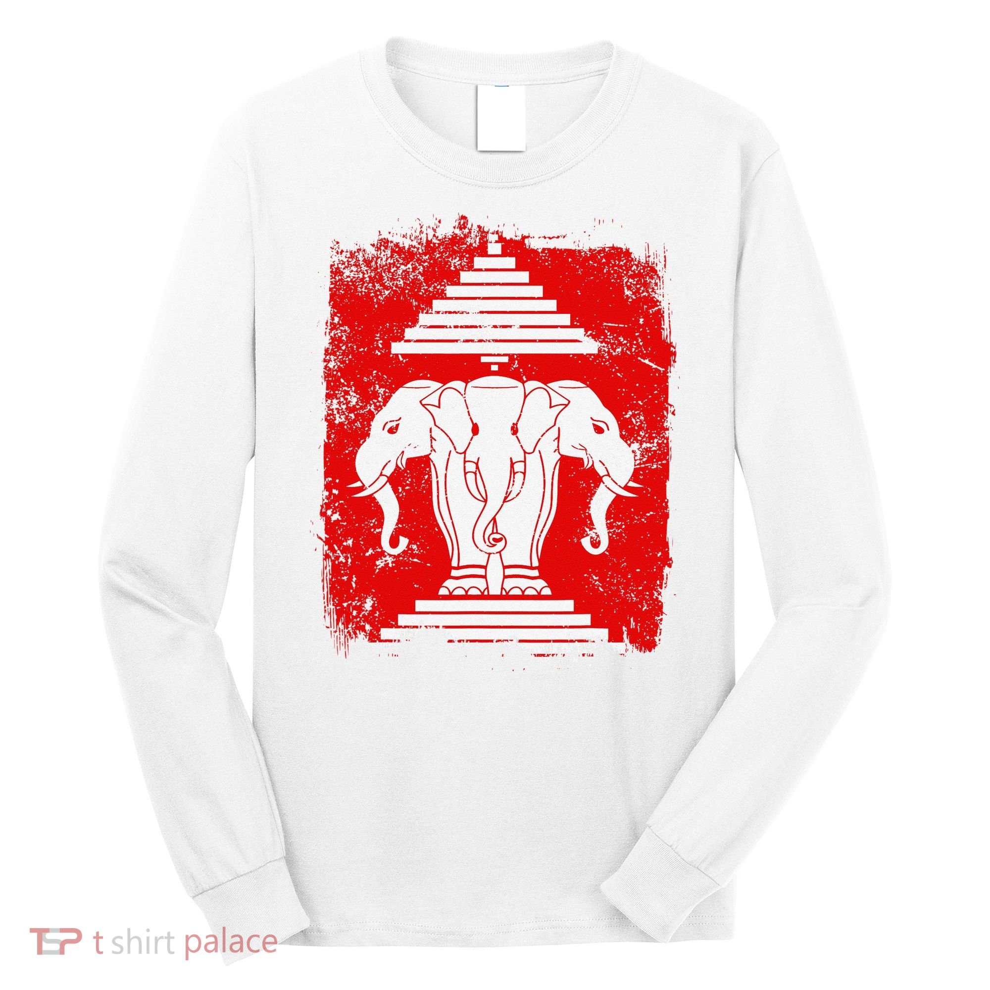 Laos Erawan Three Headed Elephant Kingdom of Laos Long Sleeve Shirt