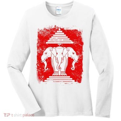 Laos Erawan Three Headed Elephant Kingdom of Laos Women's Long Sleeve Shirt
