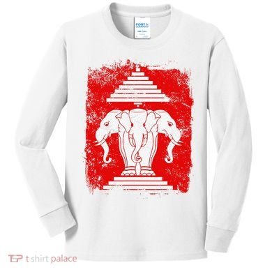 Laos Erawan Three Headed Elephant Kingdom of Laos Kids Long Sleeve Shirt