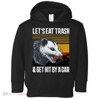 LetS Eat Trash Get Hit By A Car Possum Toddler Hoodie thumb 0