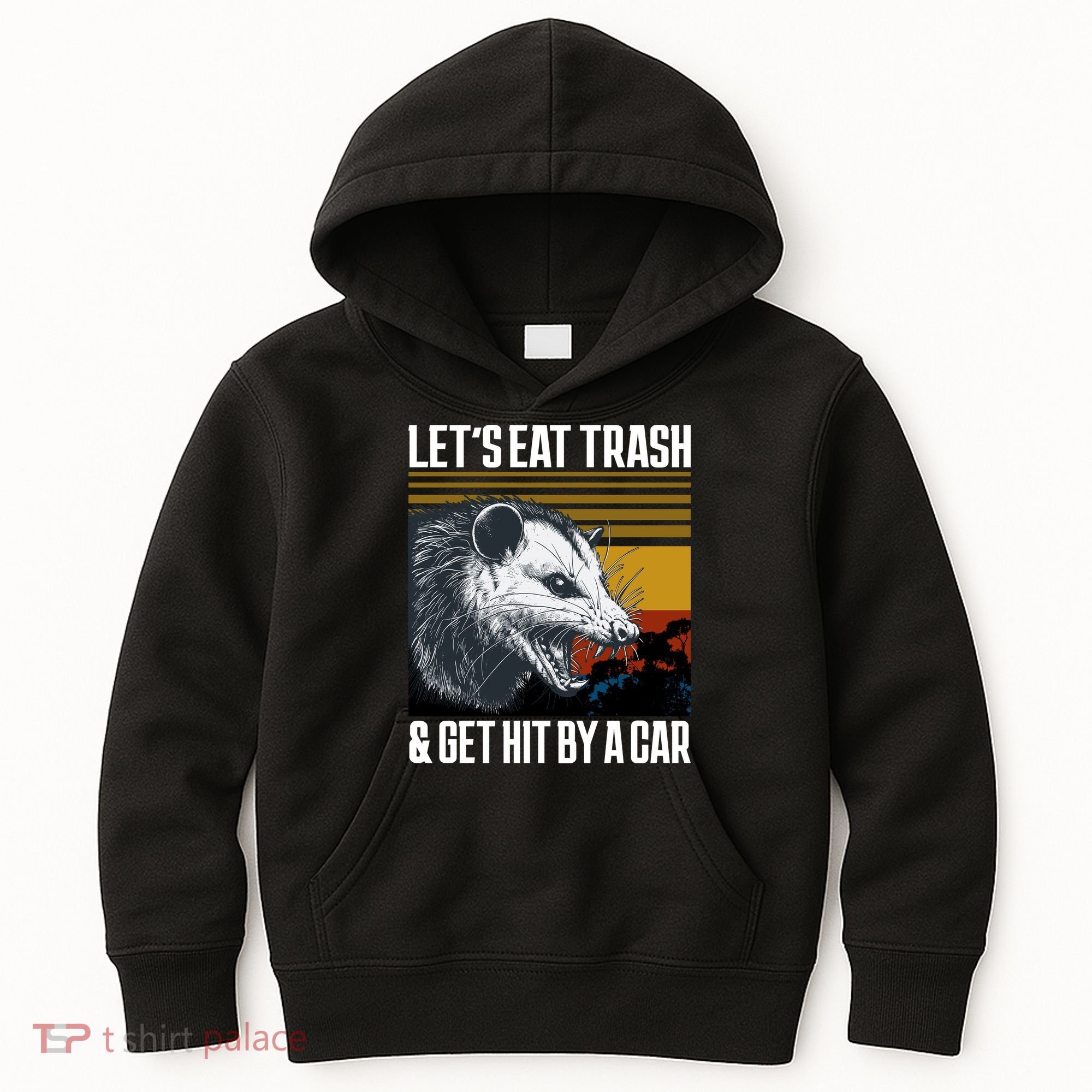 LetS Eat Trash Get Hit By A Car Possum Kids Hoodie