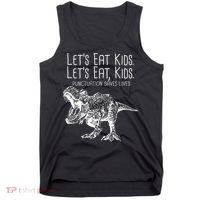 Let's Eat Kids Punctuation Saves Lives Dinosaur Tank Top thumb 0