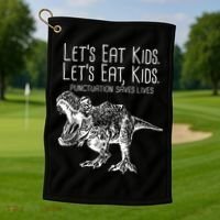 Let's Eat Kids Punctuation Saves Lives Dinosaur Golf Towel thumb 1