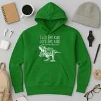 Let's Eat Kids Punctuation Saves Lives Dinosaur Hoodie thumb 3