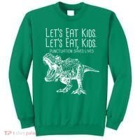 Let's Eat Kids Punctuation Saves Lives Dinosaur Sweatshirt thumb 0