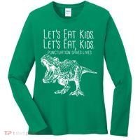 Let's Eat Kids Punctuation Saves Lives Dinosaur Women's Long Sleeve Shirt thumb 0