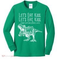 Let's Eat Kids Punctuation Saves Lives Dinosaur Kids Long Sleeve Shirt thumb 0