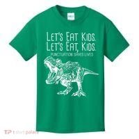 Let's Eat Kids Punctuation Saves Lives Dinosaur Kids T-Shirt thumb 0