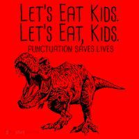 Let's Eat Kids Punctuation Saves Lives Dinosaur Santa Hat thumb 1