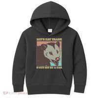 Let's Eat Trash And Get Hit By A Car Opossum Kids Hoodie thumb 0