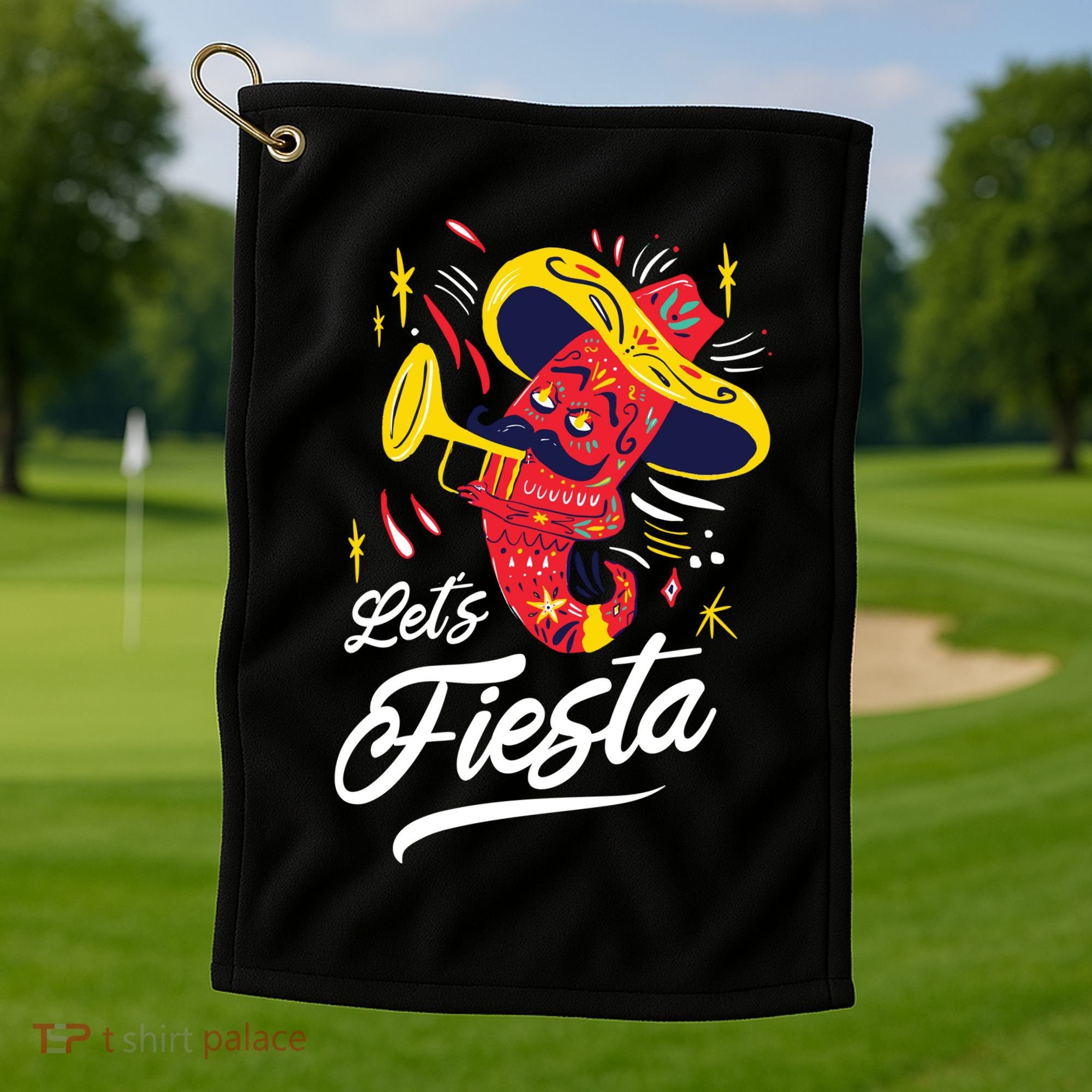 Let's Fiesta Chili Pepper Golf Towel