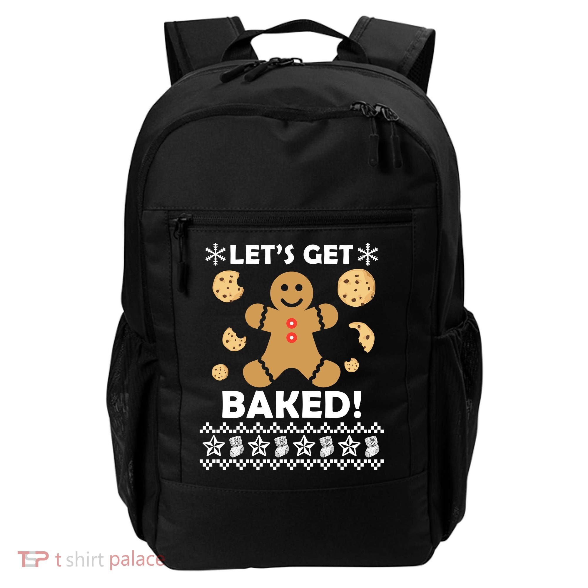 Let's Get Baked Gingerbread Cookie Ugly Christmas Backpack
