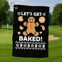 Let's Get Baked Gingerbread Cookie Ugly Christmas Golf Towel thumb 1