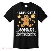 Let's Get Baked Gingerbread Cookie Ugly Christmas Kids T-Shirt thumb 0