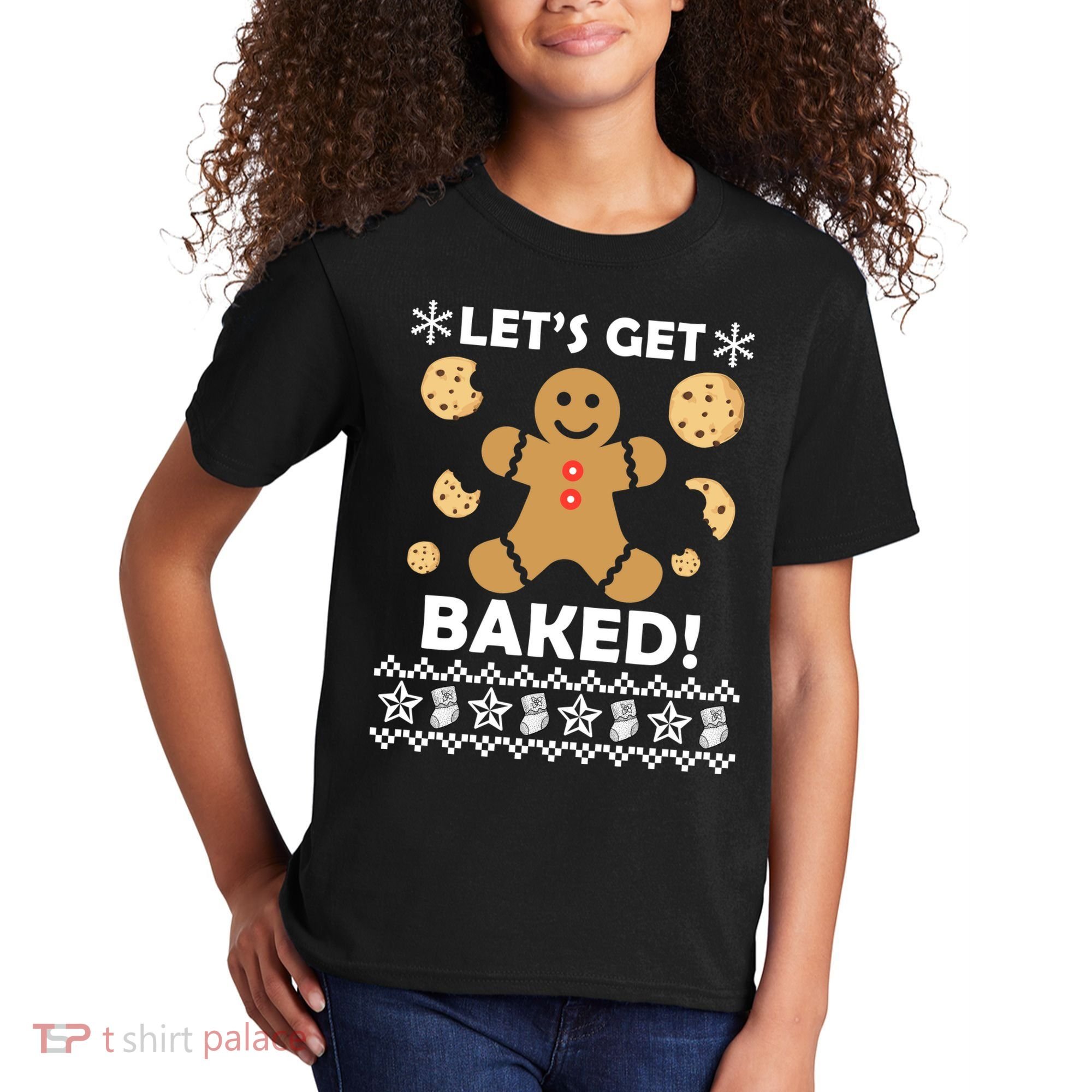 Let's Get Baked Gingerbread Cookie Ugly Christmas Kids T-Shirt