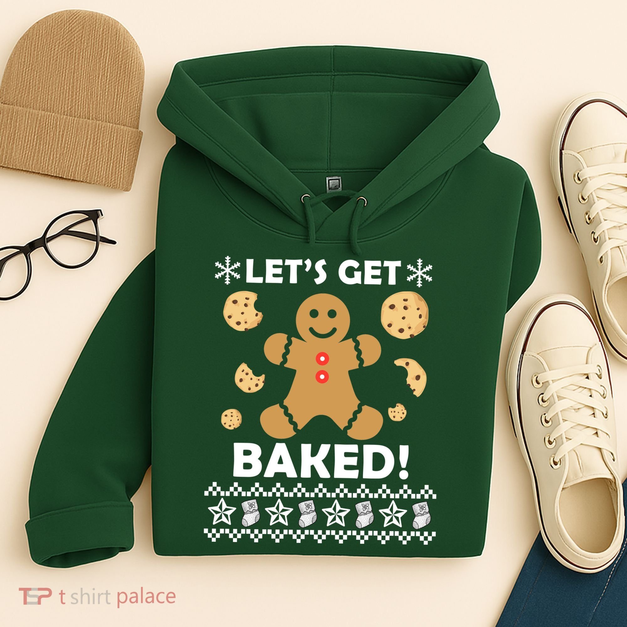 Let's Get Baked Gingerbread Cookie Ugly Christmas Hoodie