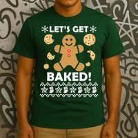 Let's Get Baked Gingerbread Cookie Ugly Christmas T-Shirt thumb 3