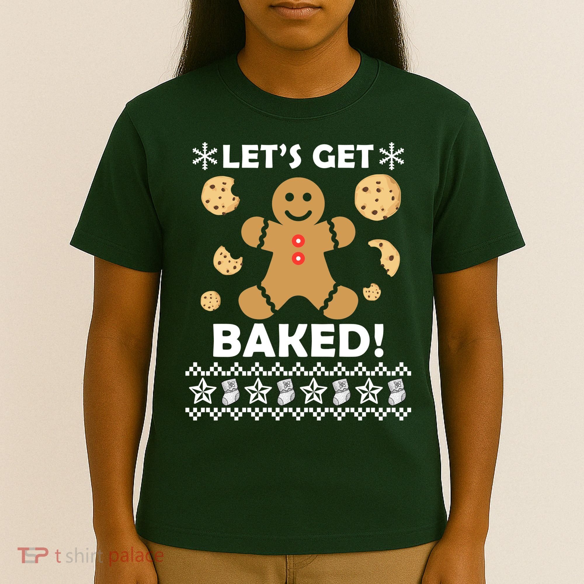 Let's Get Baked Gingerbread Cookie Ugly Christmas T-Shirt