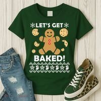 Let's Get Baked Gingerbread Cookie Ugly Christmas Women's T-Shirt thumb 3