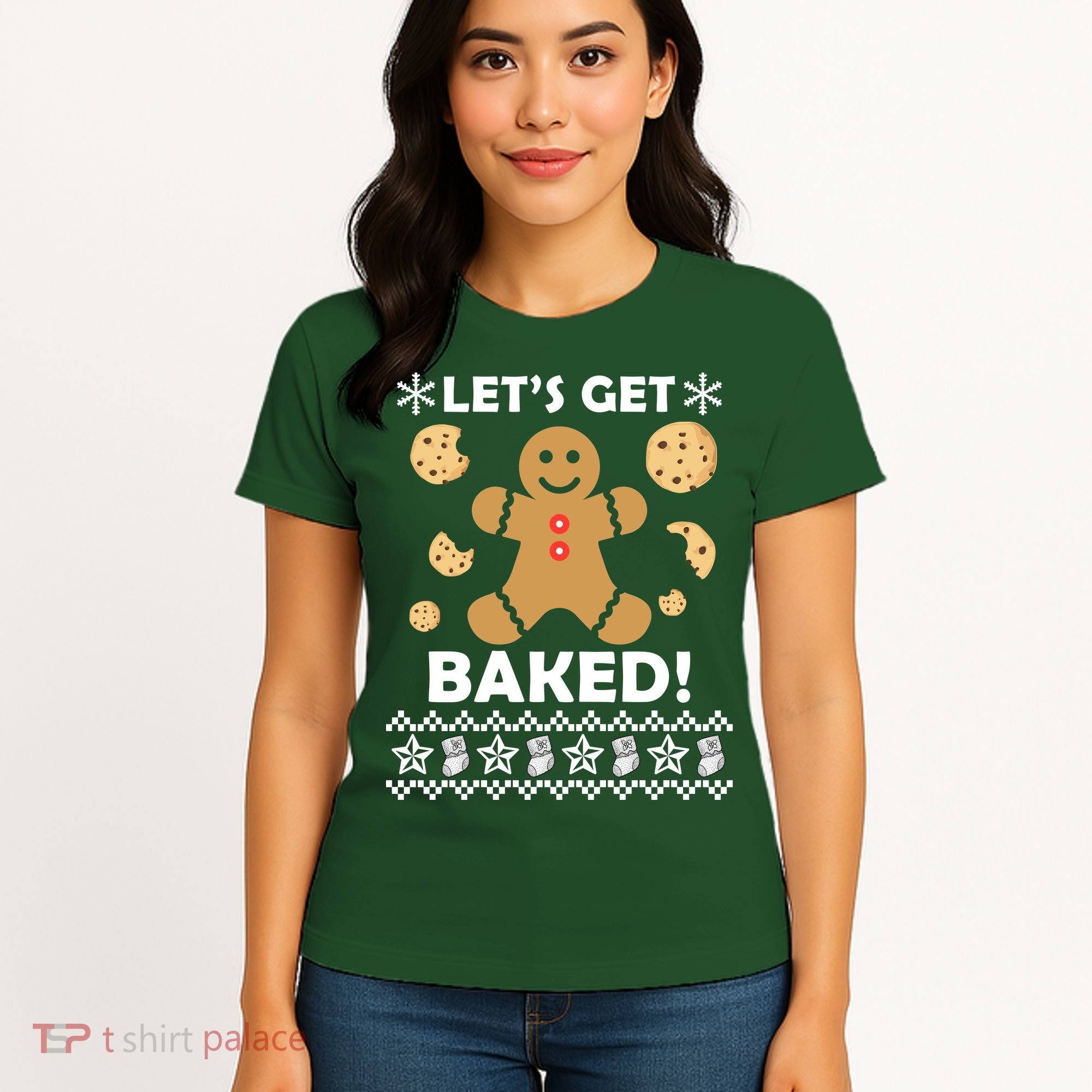 Let's Get Baked Gingerbread Cookie Ugly Christmas Women's T-Shirt