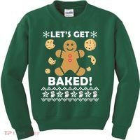 Let's Get Baked Gingerbread Cookie Ugly Christmas Kids Sweatshirt thumb 0