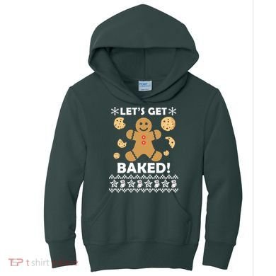 Let's Get Baked Gingerbread Cookie Ugly Christmas Kids Hoodie