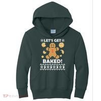 Let's Get Baked Gingerbread Cookie Ugly Christmas Kids Hoodie thumb 0