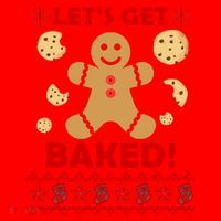 Let's Get Baked Gingerbread Cookie Ugly Christmas Santa Hat thumb 1