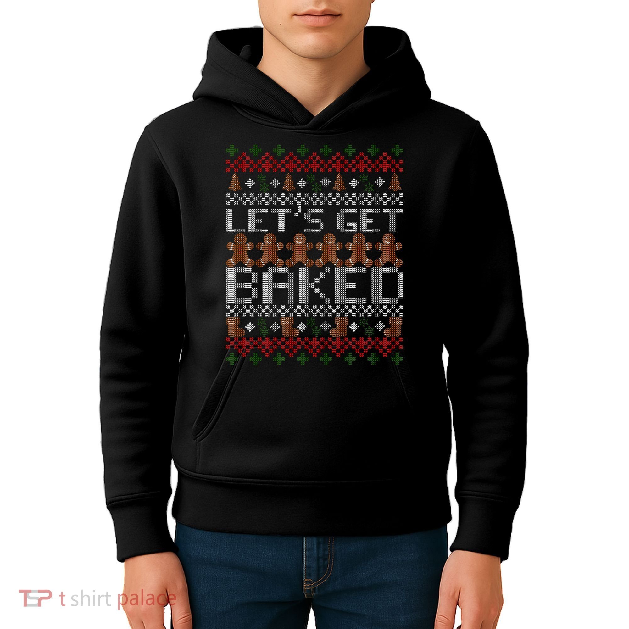 Lets Get Baked Ugly Christmas Sweater Kids Hoodie