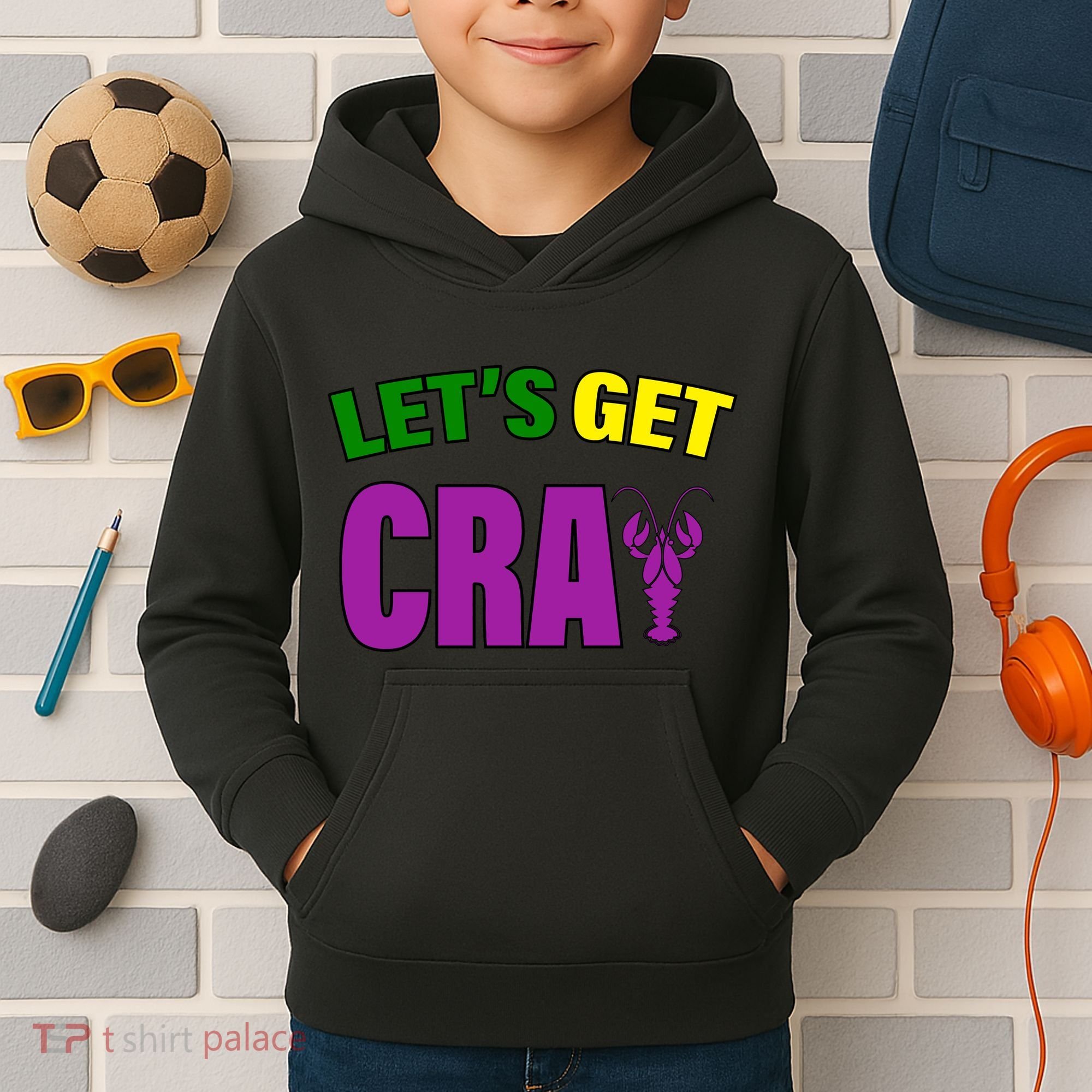 Lets Get Cray Mardi Gras Party Kids Hoodie