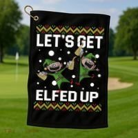 Let's Get Elfed Up Ugly Christmas Golf Towel thumb 1