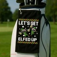 Let's Get Elfed Up Ugly Christmas Golf Towel thumb 2