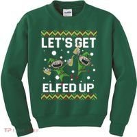 Let's Get Elfed Up Ugly Christmas Kids Sweatshirt thumb 0