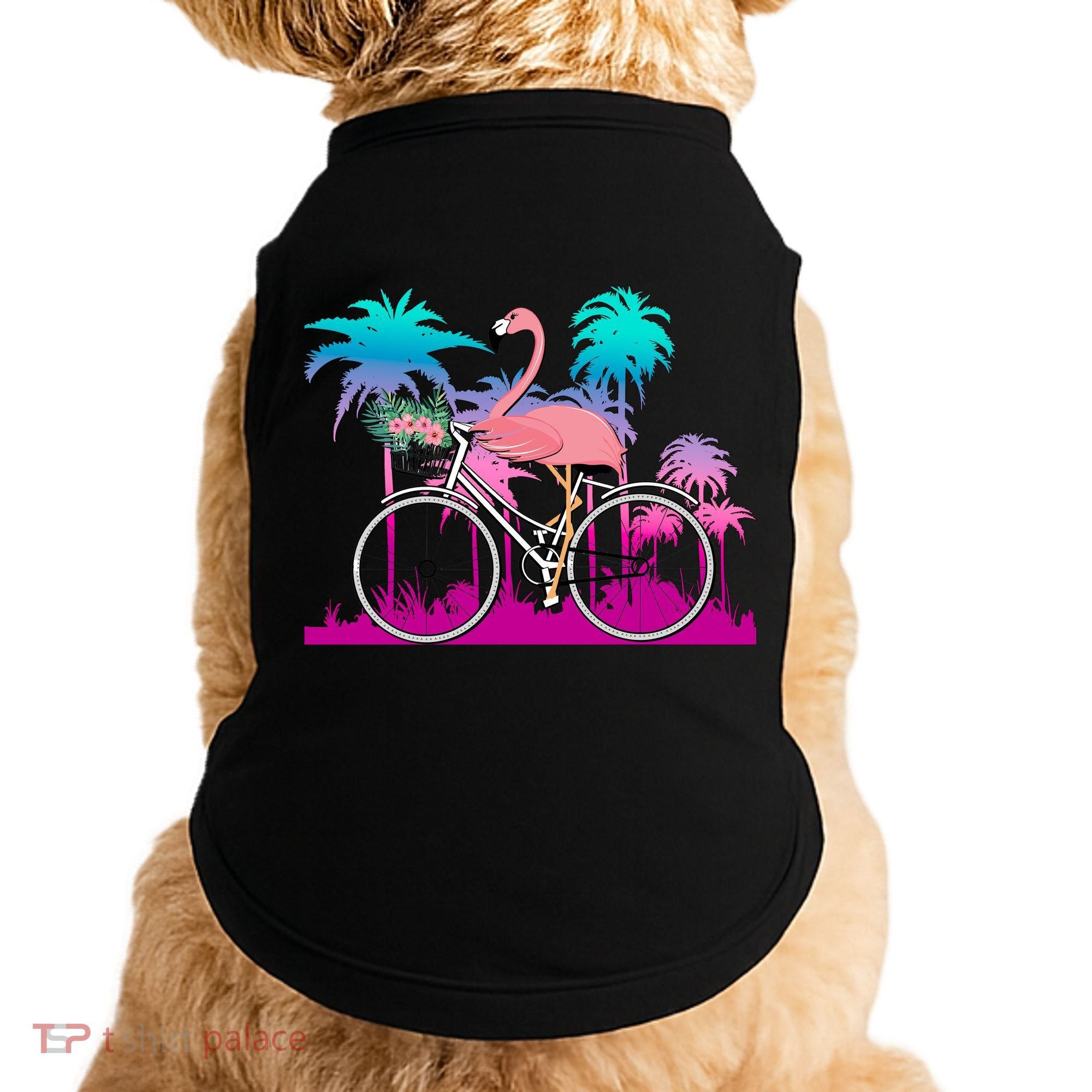 Let's Get Flocked Up Flamingo Riding A Bike Doggie Tank